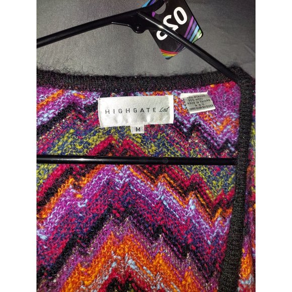 Vintage Chevron Rainbow Knit Cardigan by Highgate Ltd (size M) - Picture 3 of 3